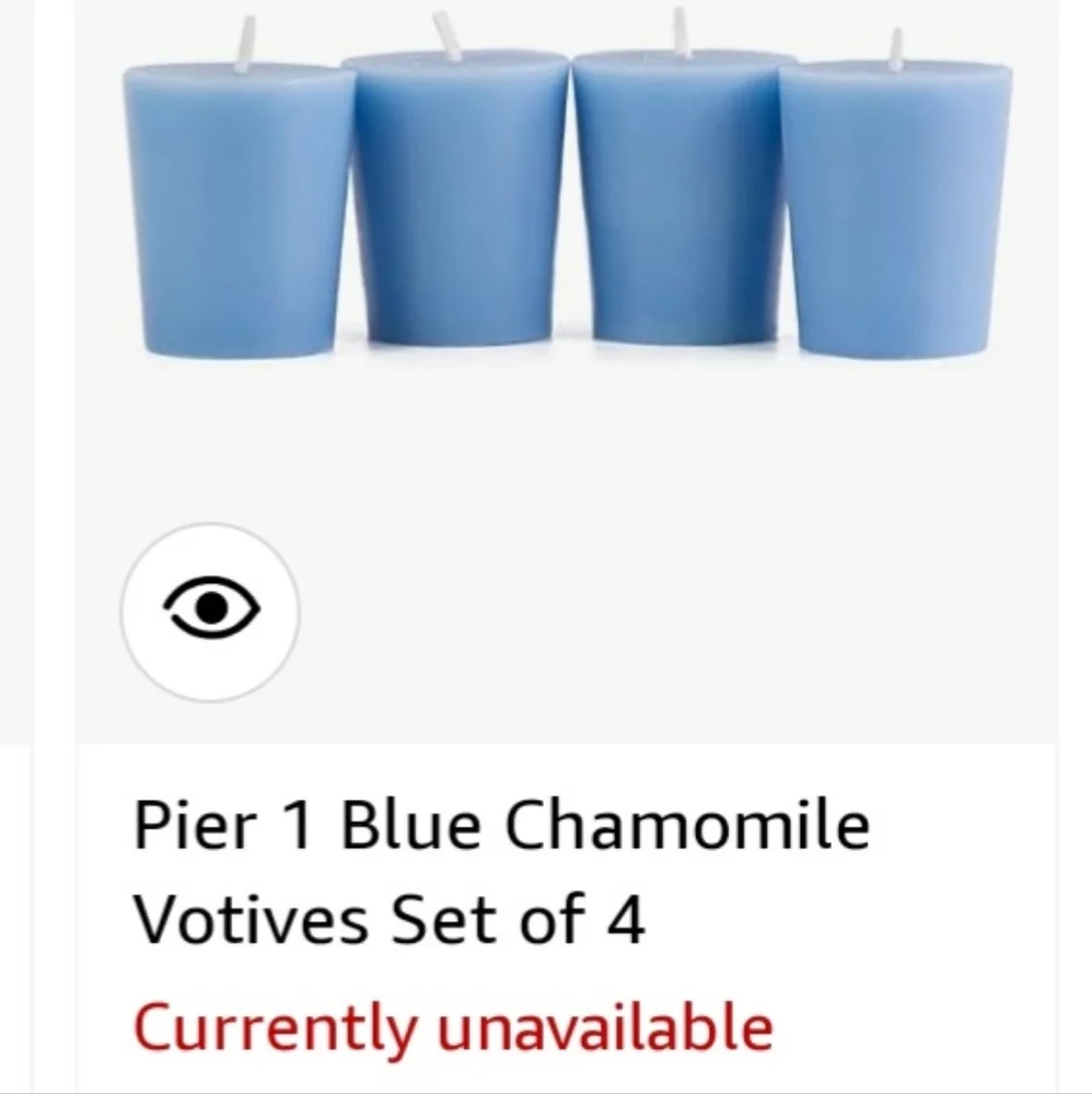 Pier 1 Blue Chamomile Gift Set of 4 Votive Candles - BNWT SO RETIRED 1 LEFT!
